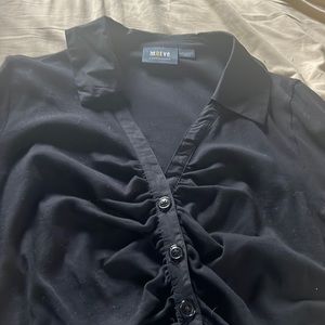 New w/out tags Anthropologie black button down knit blouse .Size XL .